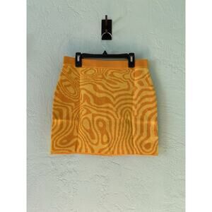 The Drop Women's Small Mini Skirt Yellow Orange Sweater Knit Lava Wave Swirl